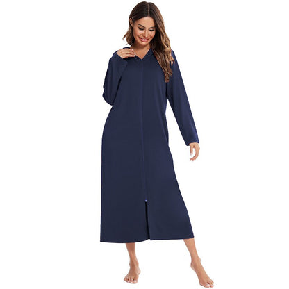 Women's Hooded Zip Up Nightdress