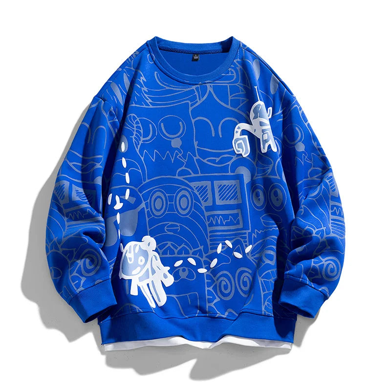 Trendy Printed Crew Sweatshirt