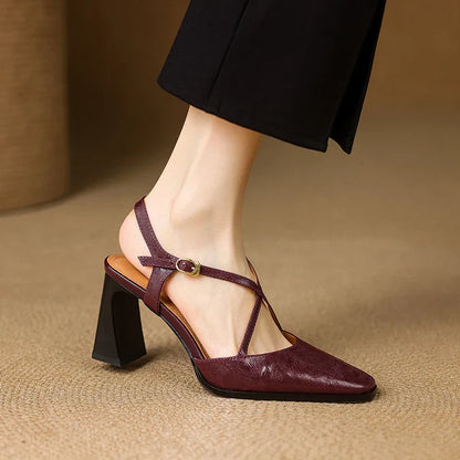 Authentic Leather High Heel Shoes