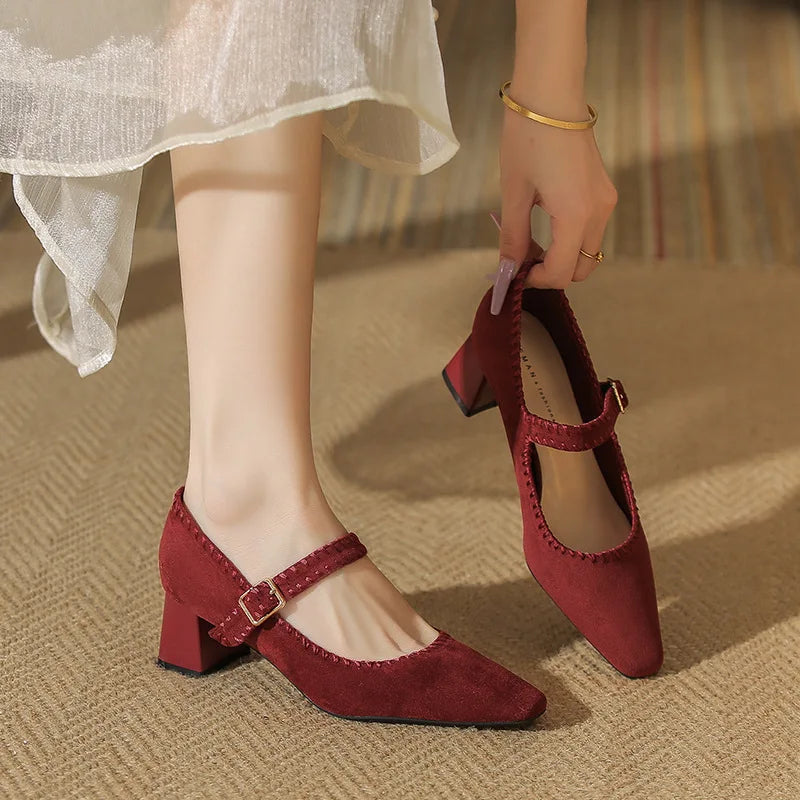 Ankle Suede High Heels
