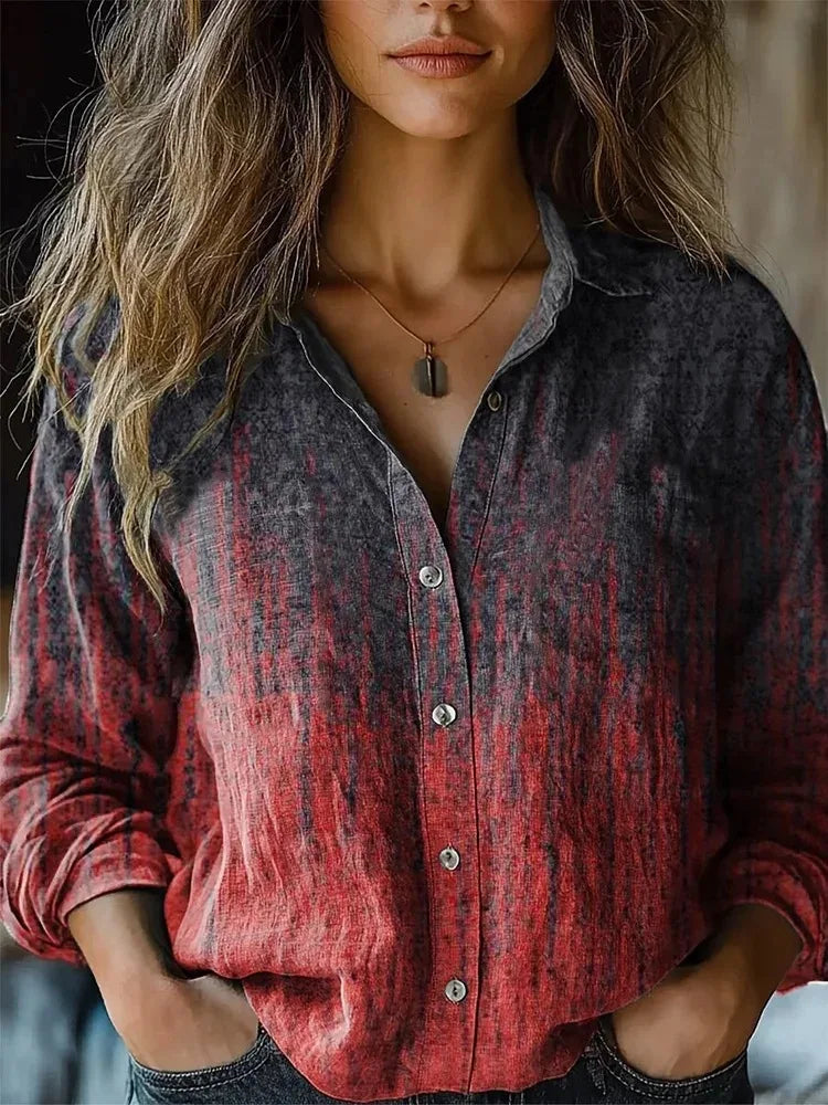 Women's Classic Floral Long Sleeve Button Down Shirt