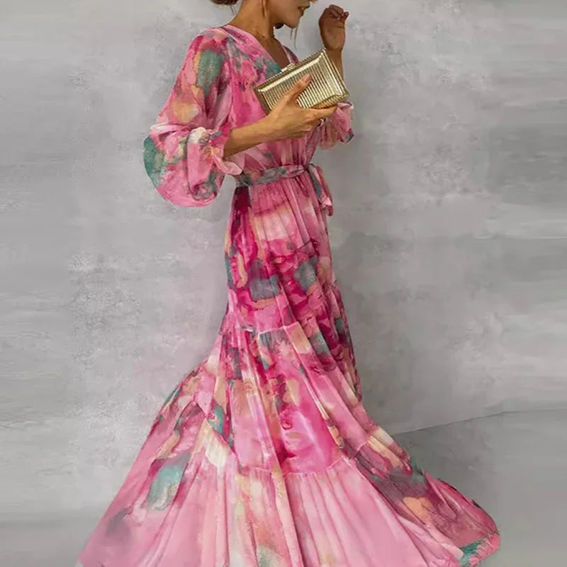 Elegant Floral Handmade Women's Dress