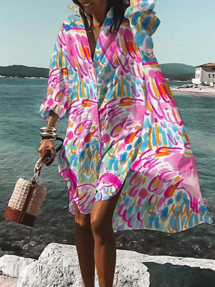 Casual Sunny Midi Dress Shirt