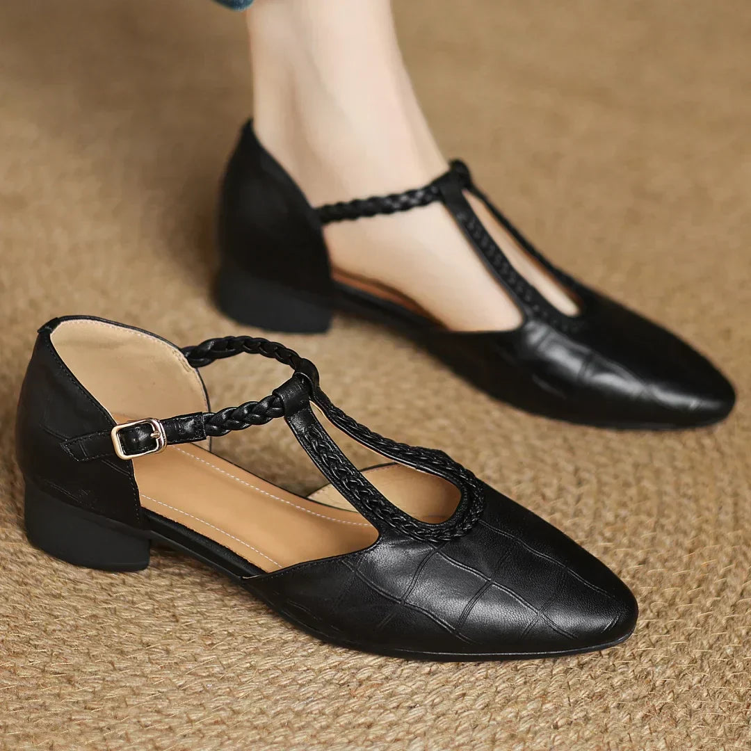 Classic Ladies Pointed Toe Leather Flat Shoes