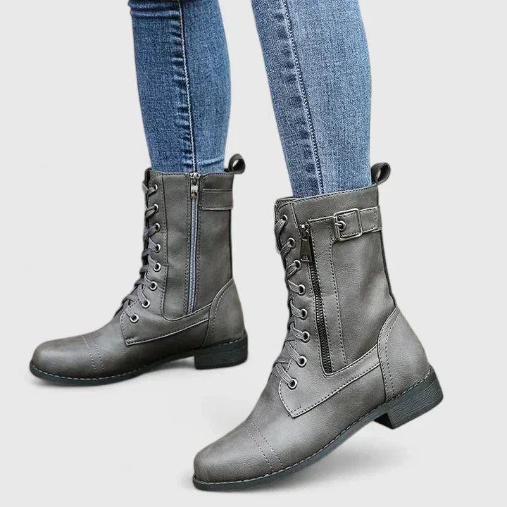 Feminine Low Heel Zip Ankle Boots