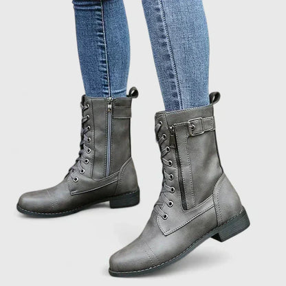 Feminine Low Heel Zip Ankle Boots