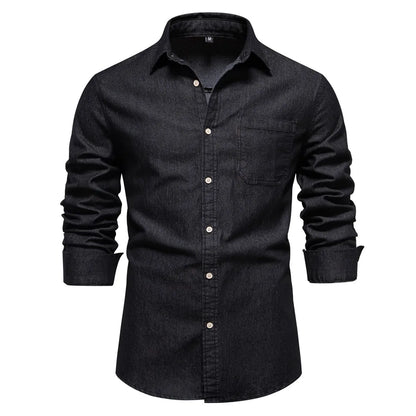 Men's Long Sleeve Button Front Shirt Cotton