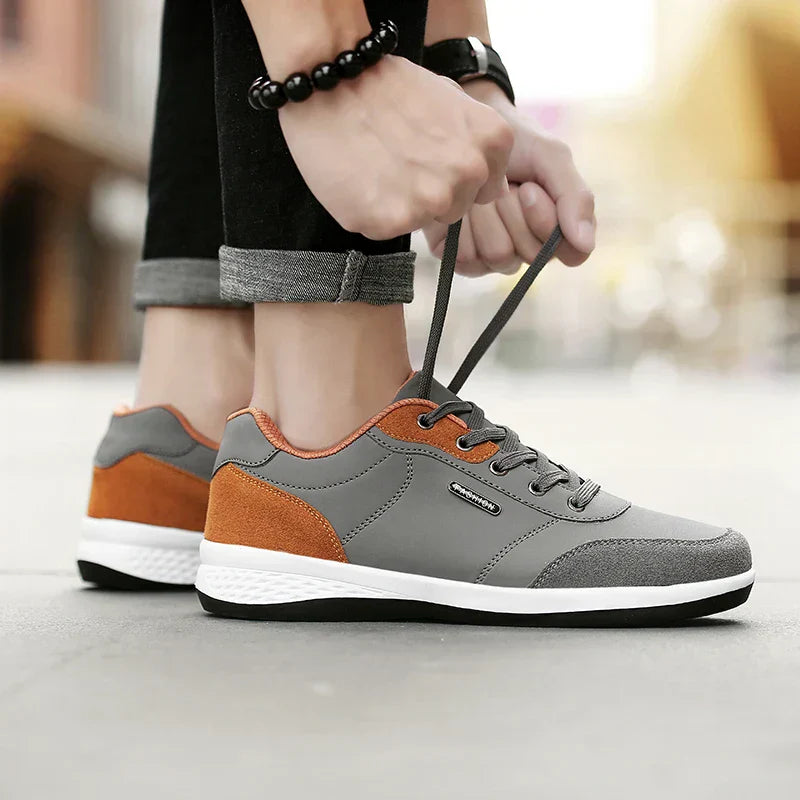 Men's Lace-Up Shoes Comfortable Contrast Panel Design - VibreMode