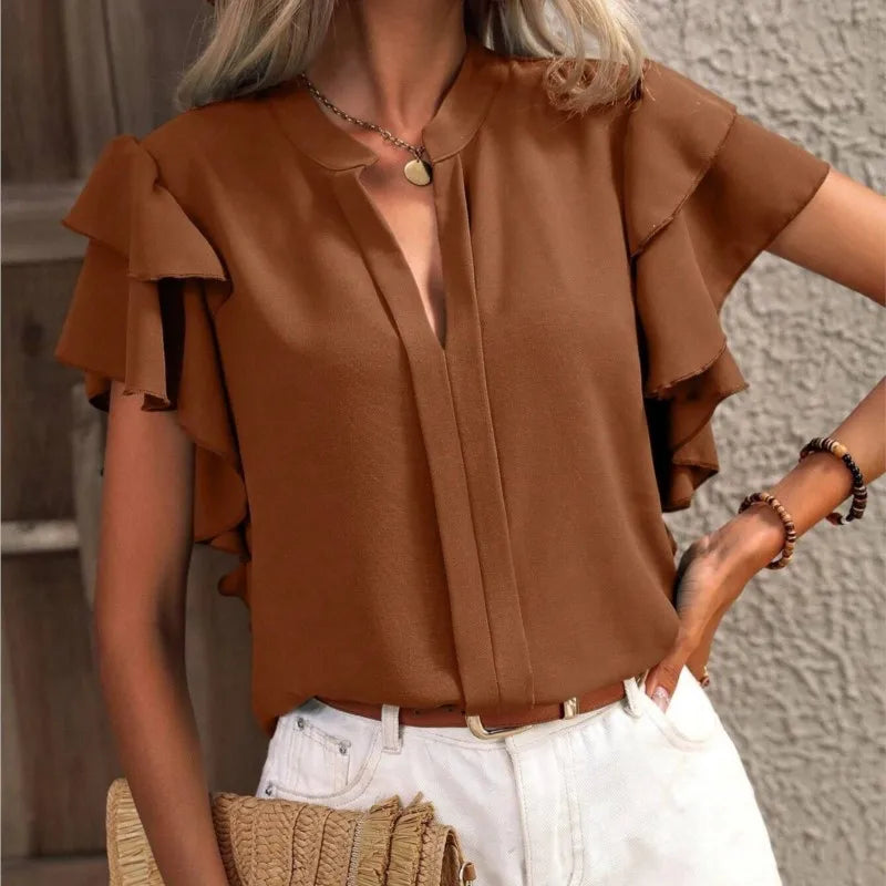 Pretty Blouse with Flirty Ruffle Sleeves