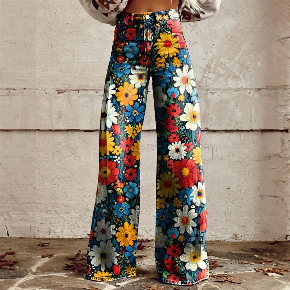Fashionable Graphic Denim Jeans