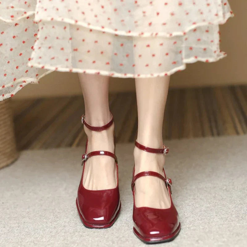 Low Heel Ankle Strap Mary Jane Shoes for Women