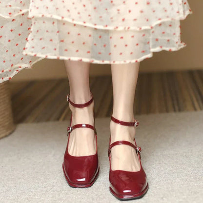 Low Heel Ankle Strap Mary Jane Shoes for Women