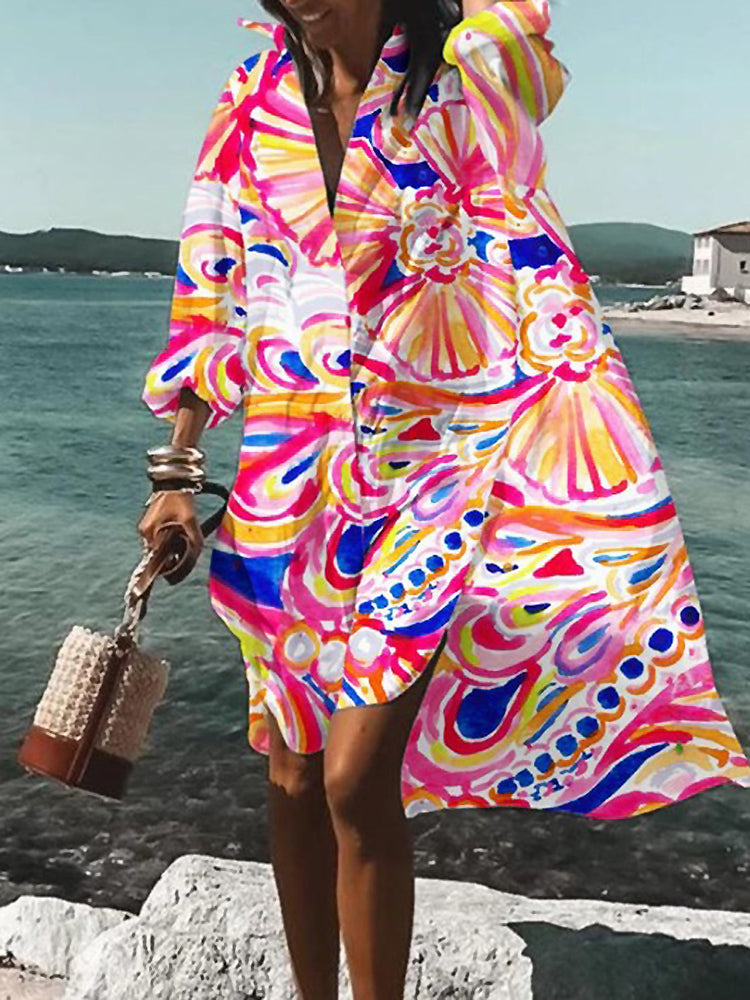 Casual Sunny Midi Dress Shirt