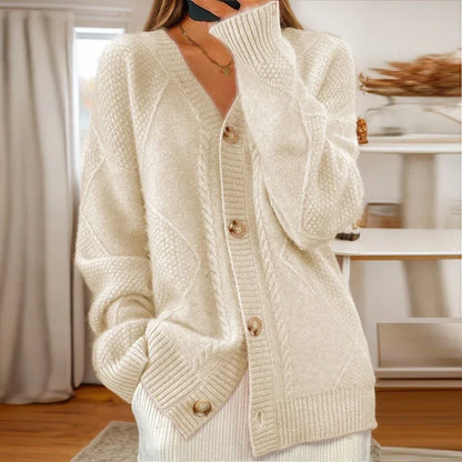Classic Crew Neck Cardigan Sweater - VibreMode