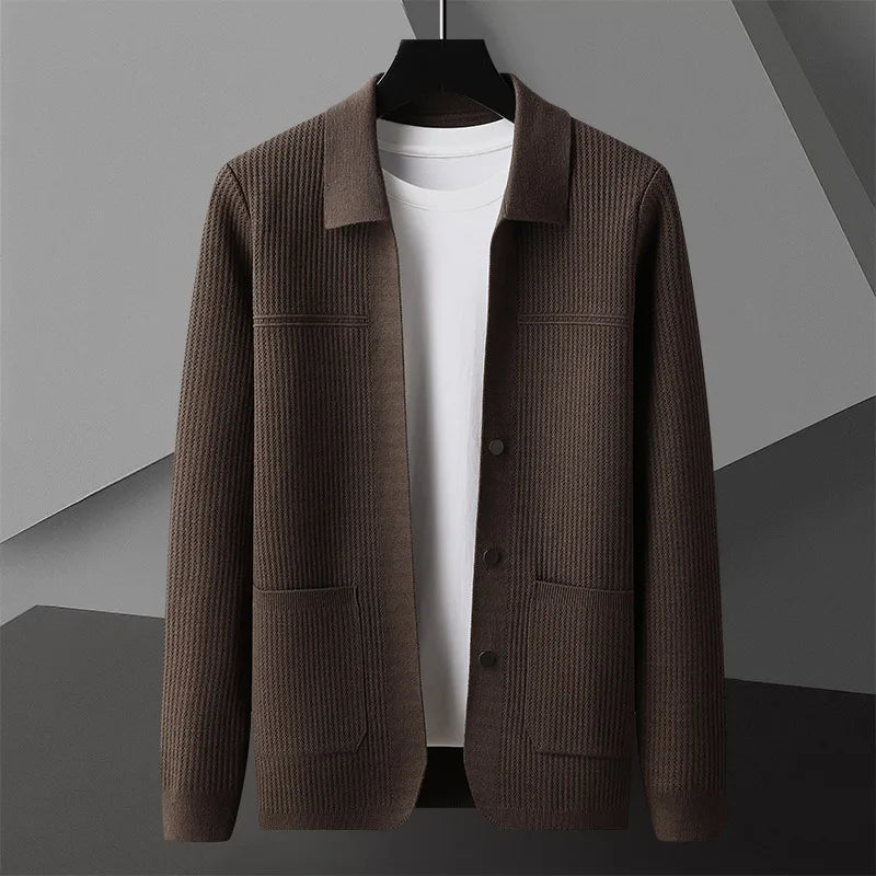 Men's Textured Cardigan Sweater - VibreMode