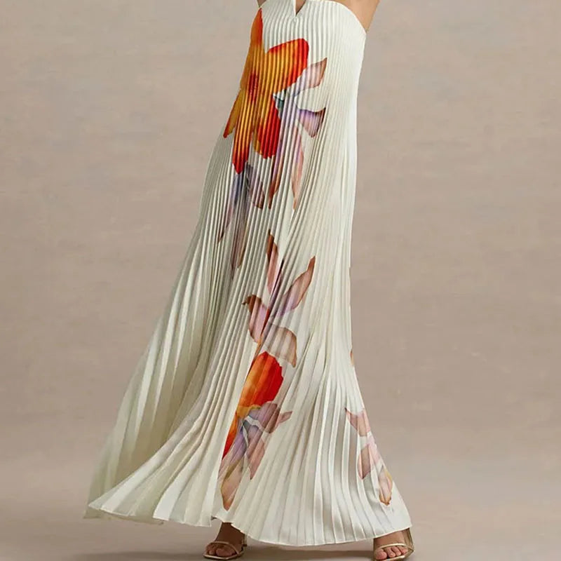 Women's Pleated Maxi Floral Dress