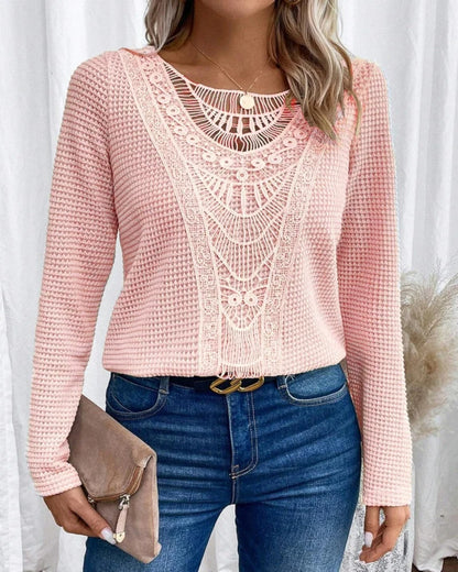 Women's Crochet Lace Sweater V-Neck