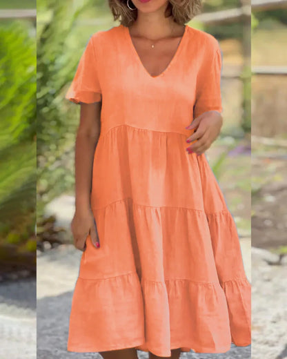 Layered V Neck Summer Dress