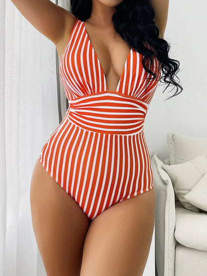 Women's Striped Swimsuit Modern