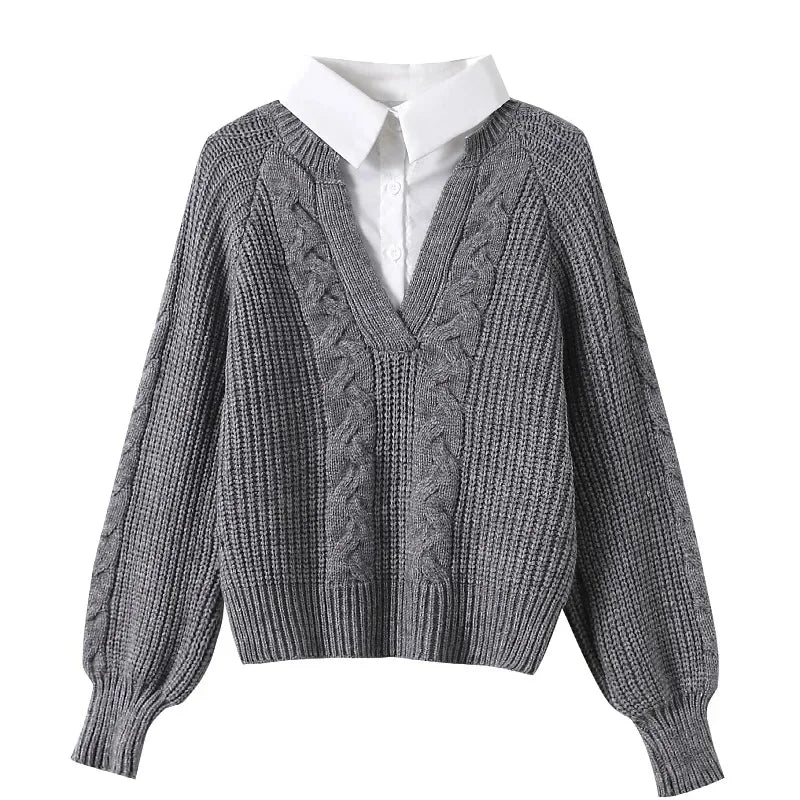 Cable Knit Sweater Pre Layered - VibreMode