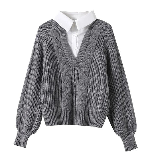 Cable Knit Sweater Pre Layered - VibreMode