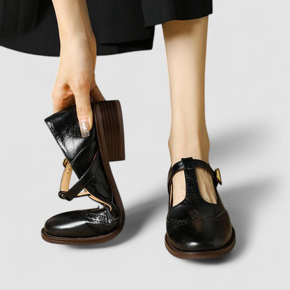 Women's Mary Jane Low Heel Shoes Buckle Strap
