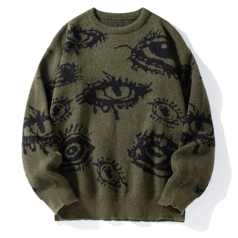 Unique Graphic Print Pullover Sweater