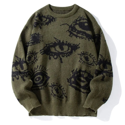 Unique Graphic Print Pullover Sweater