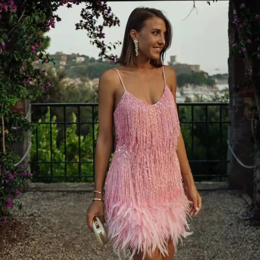 Chic Ladies Party Lace Short Dress