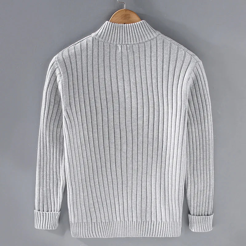 Men's Open Front Cardigan Ribbed Knit Beige