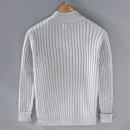 Men's Open Front Cardigan Ribbed Knit Beige