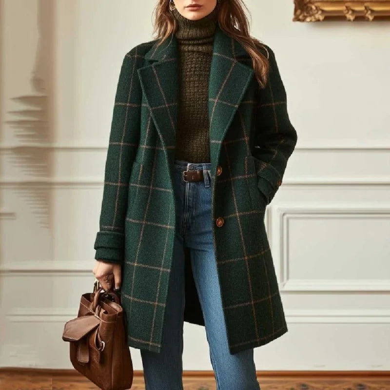 Valeria Women's Wool Plaid Coat