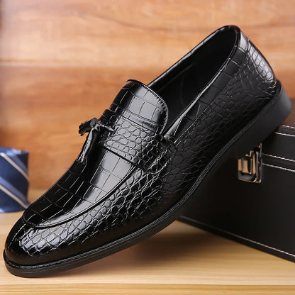 Men's Slip-On Dress Shoes Leather Black
