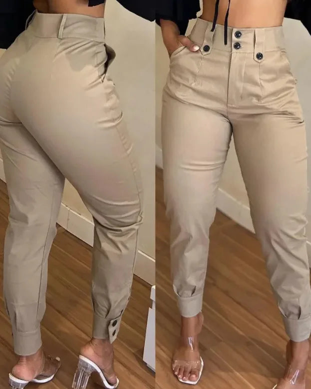 Women's High Waist Cargo Capris Pants Black