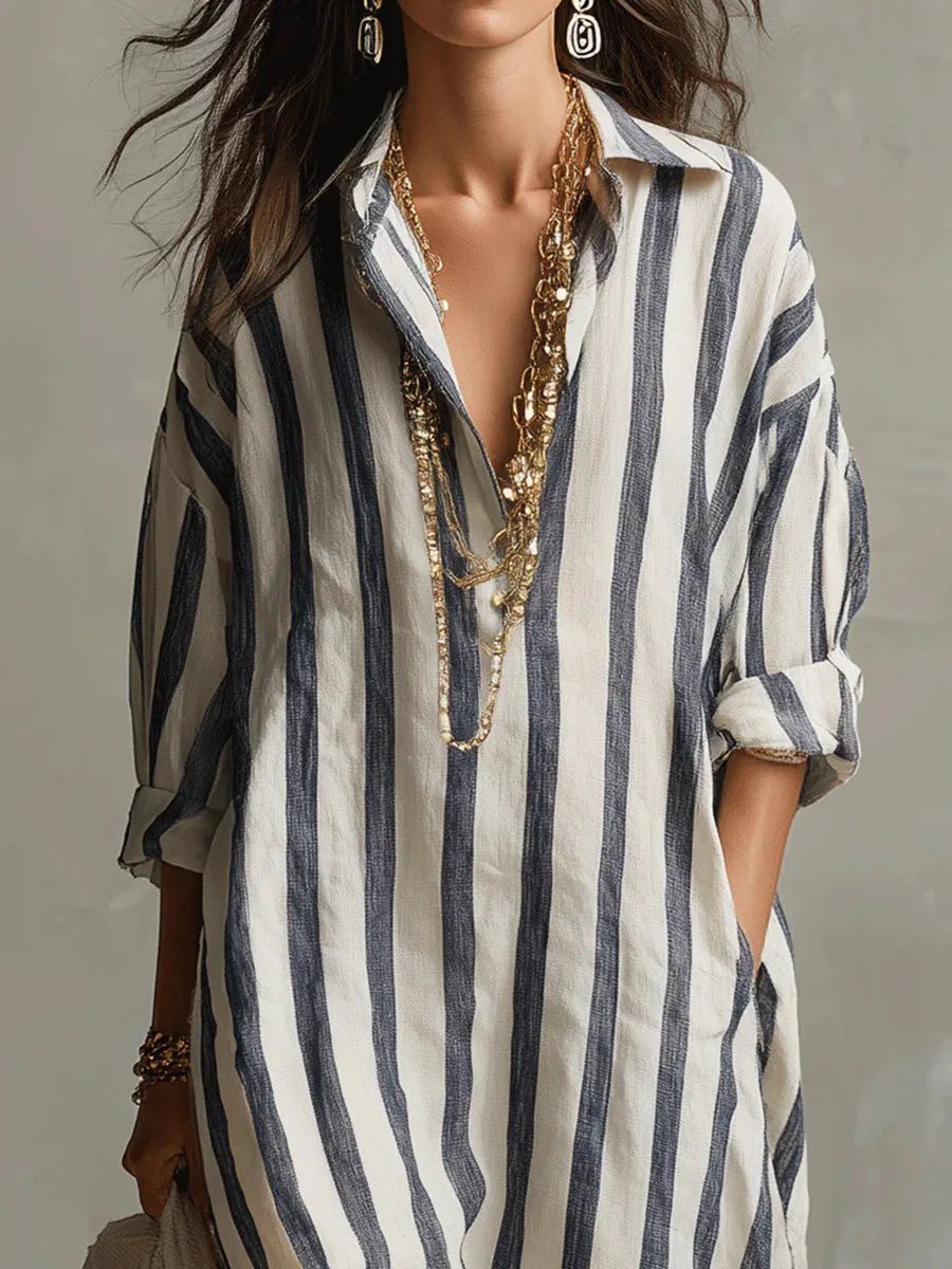 Women's Linen Long Shirt Dress