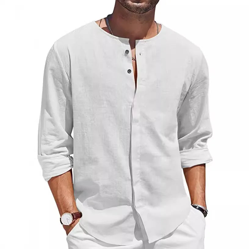 Men's Linen Henley Summer Shirt