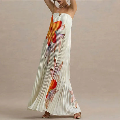 Women's Strapless Maxi Floral Dress