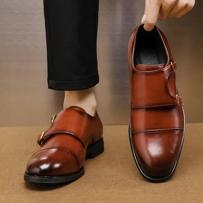 Luxury Leather Monk Strap Shoes