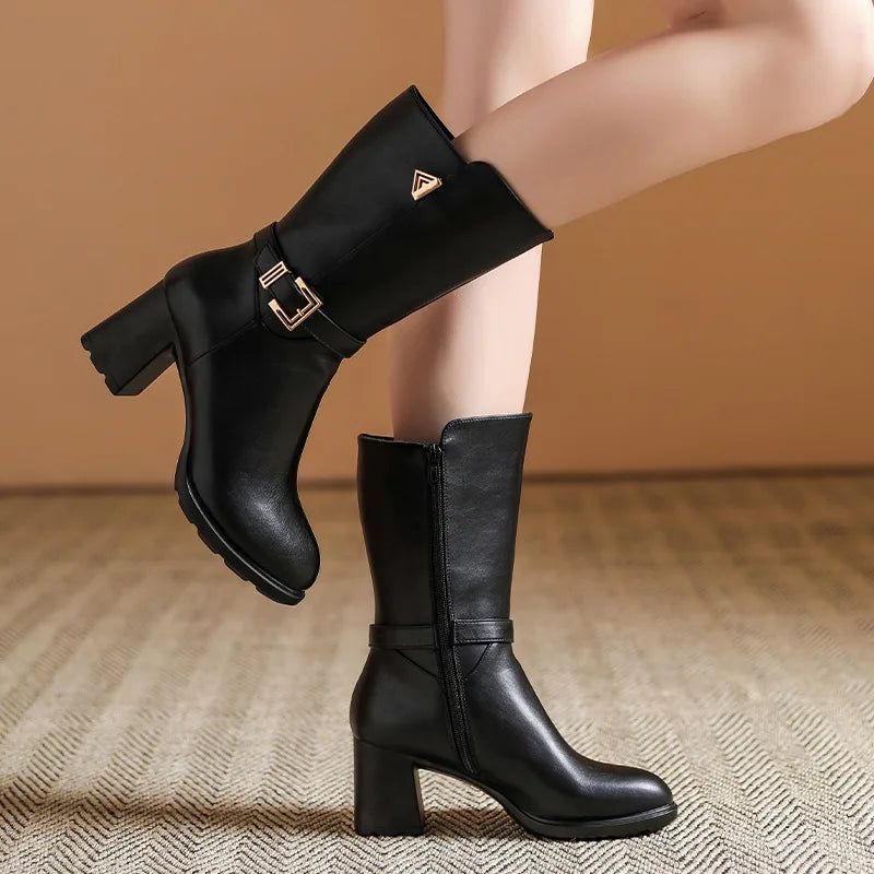 Ladies Classic Buckle Ankle Boots