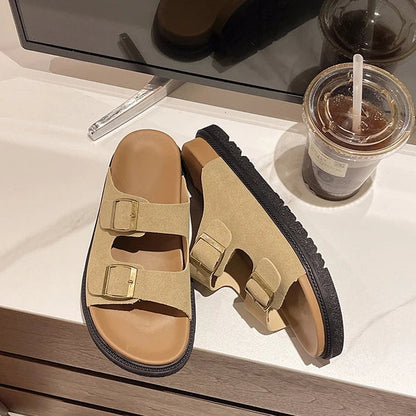 Comfortable Women's Slip On Buckle Sandals