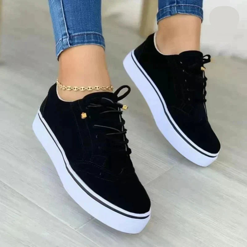 Elegant Ladies Platform Shoes Lace Up Brogue Style