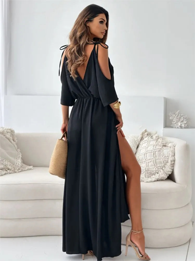 Women's Cold Shoulder Maxi Dress
