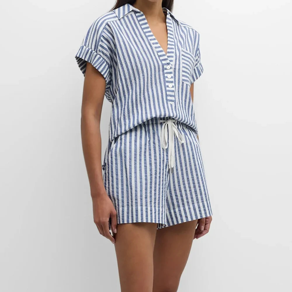 Alba Women's Striped Cotton Lounge Set