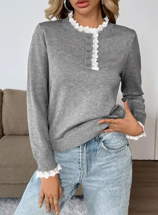 Women's Long-Sleeve Knit Sweater - VibreMode