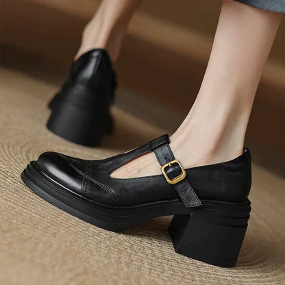 Timeless Ladies Genuine Leather Strap Shoes - VibreMode
