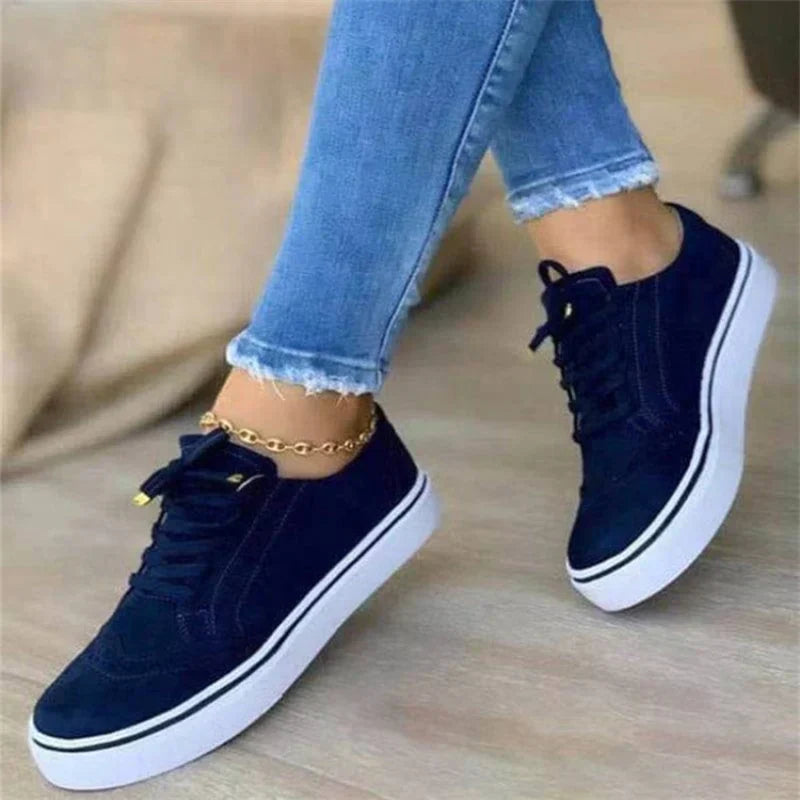 Elegant Ladies Platform Shoes Lace Up Brogue Style