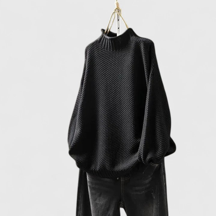 Women's Waffle Knit Mock Neck Sweater