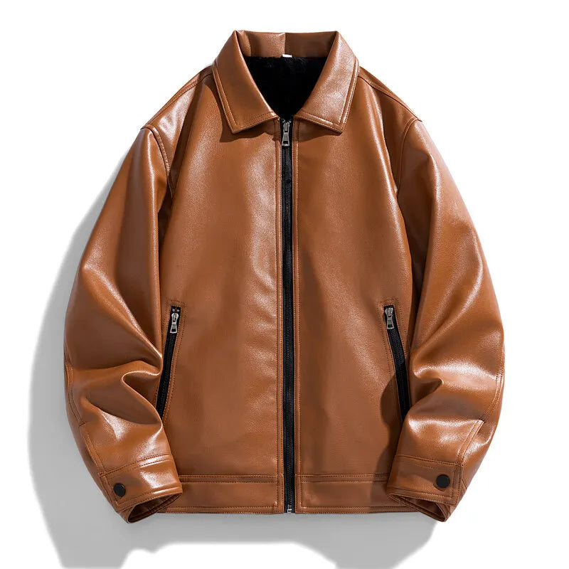 Genuine Brown Leather Biker Jacket