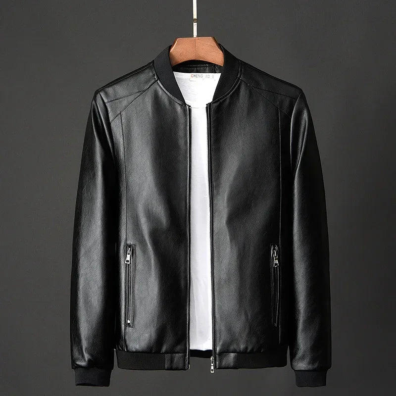 Faux Leather Bomber Jacket