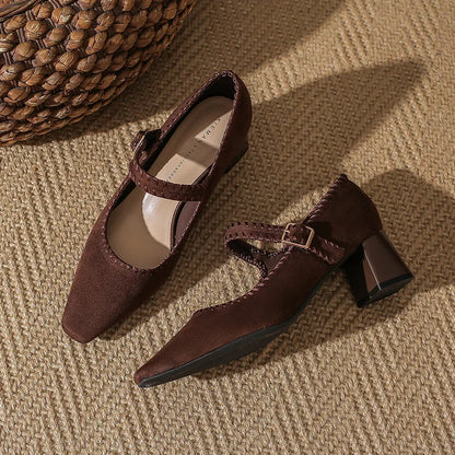 Ankle Suede High Heels